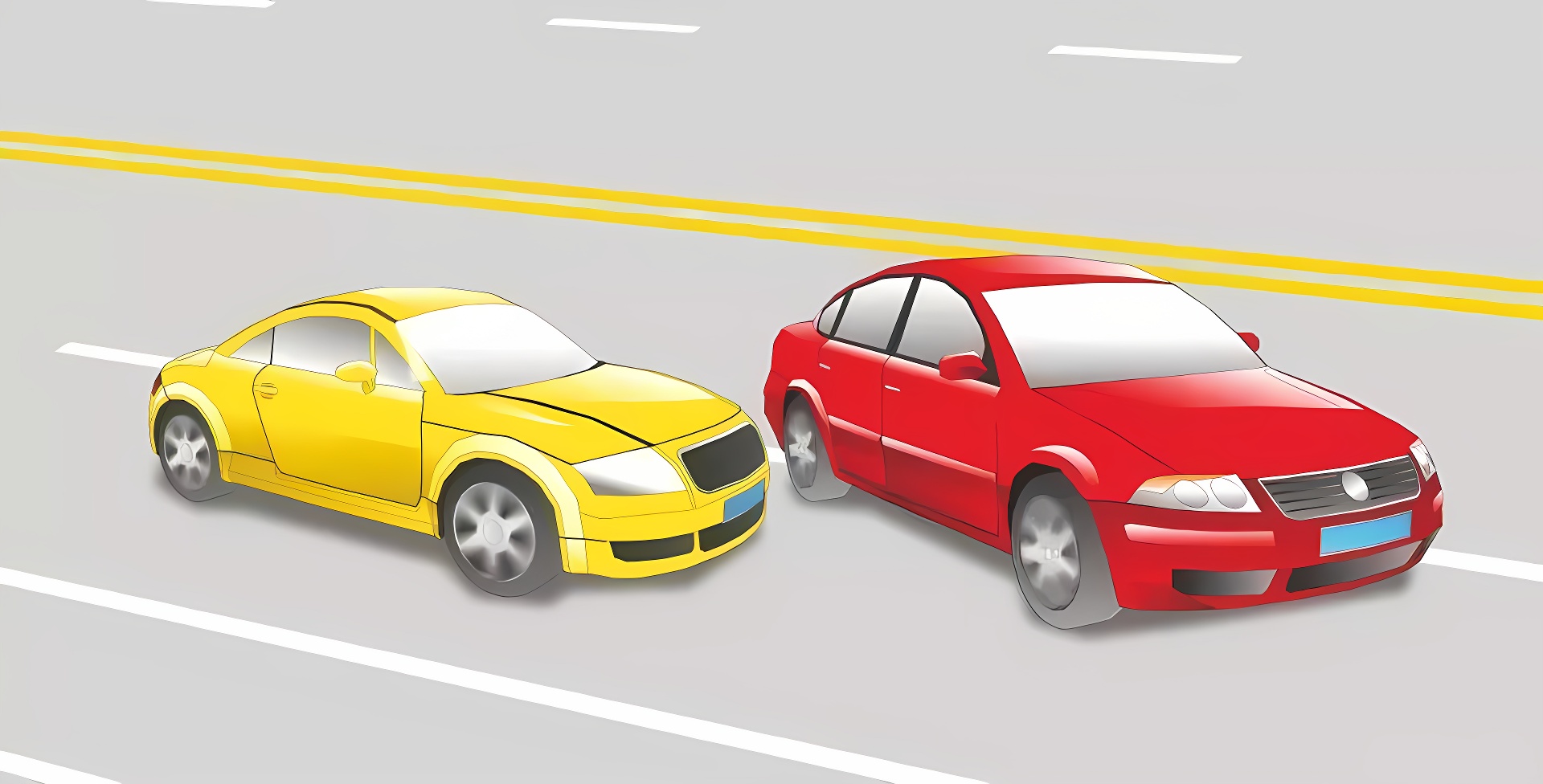 这辆红色轿车变更车道的方法和路线是正确的。题目图片